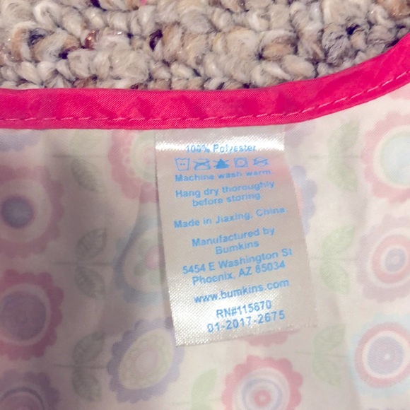 Bumkins Waterproof Sleeved Bib with Bloom Flower Pattern - Picture 4 of 4